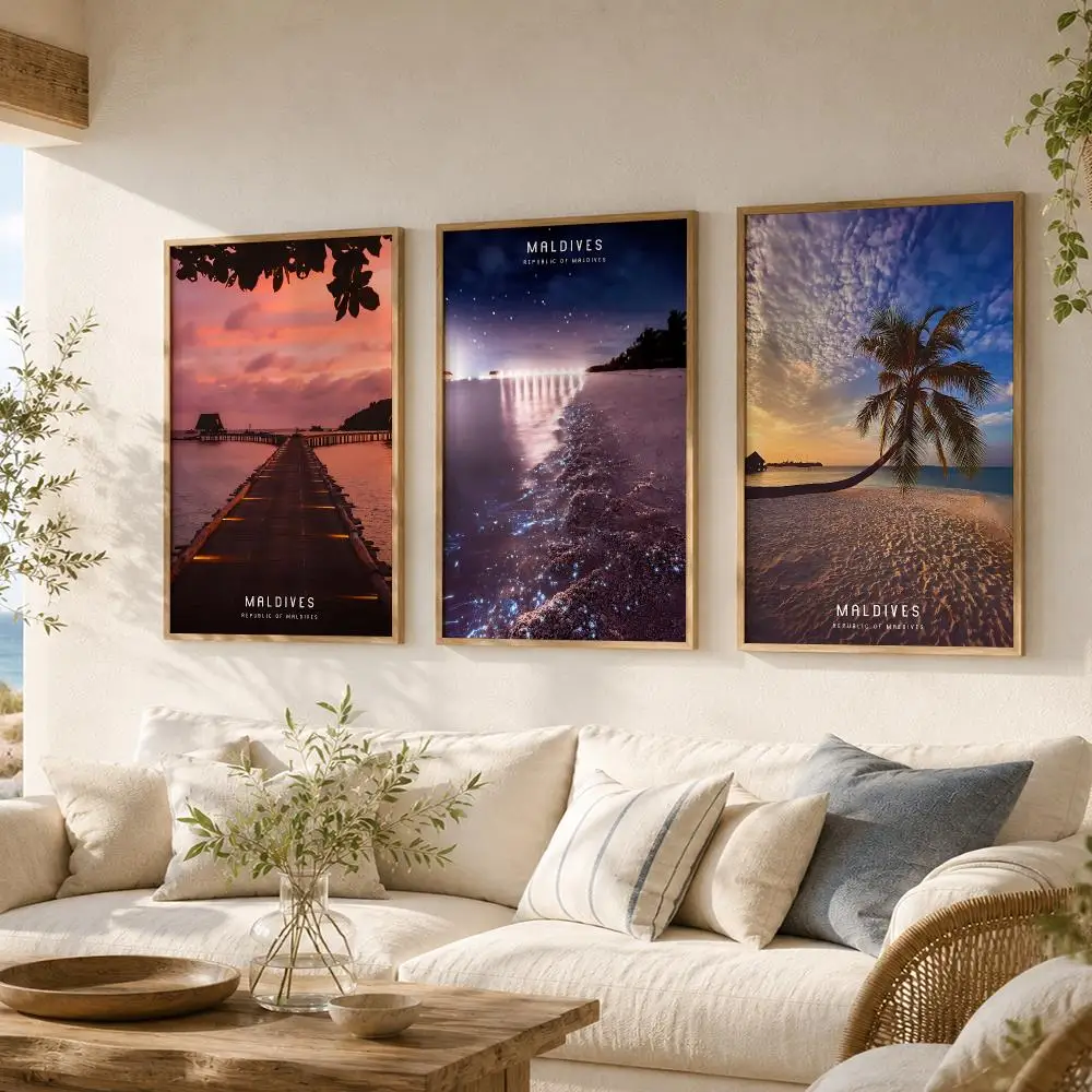 Maldives Fashion Poster Wall Stickers Self Adhesive Painting HD Art Decals for Bedroom Living Room Home Decor