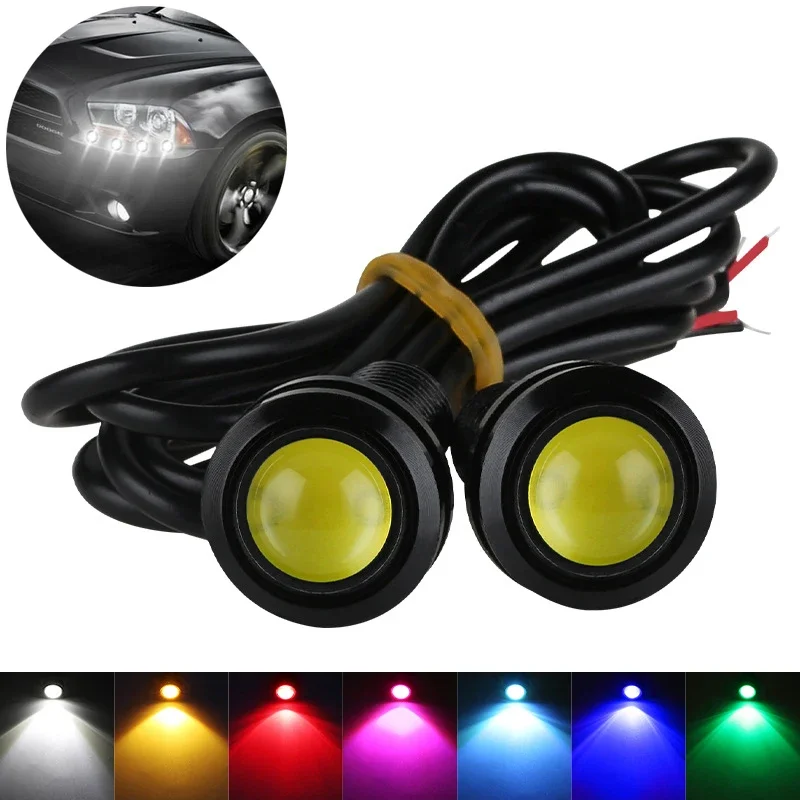 2pcs/set 23mm Polychrome LED 12V Eagle Eye Brake Running Light Stop Parking Tail Signal Light Universal for Motorcycle Car