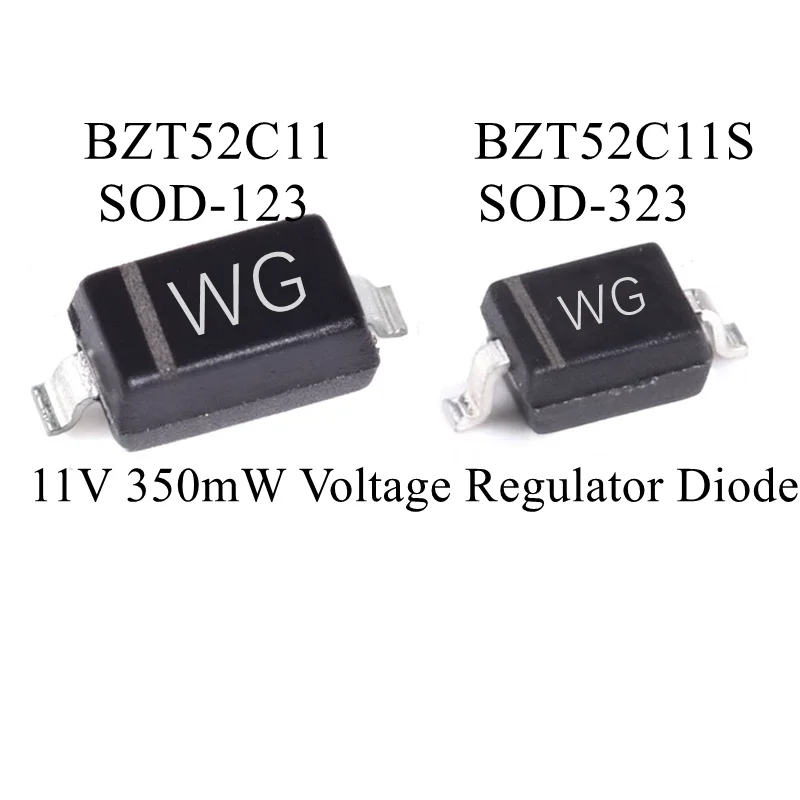 (100pcs/Bag) BZT52C11/BZT52C11S Marking WG SOD-123/SOD-323 11V 350mW Voltage Regulator Diode