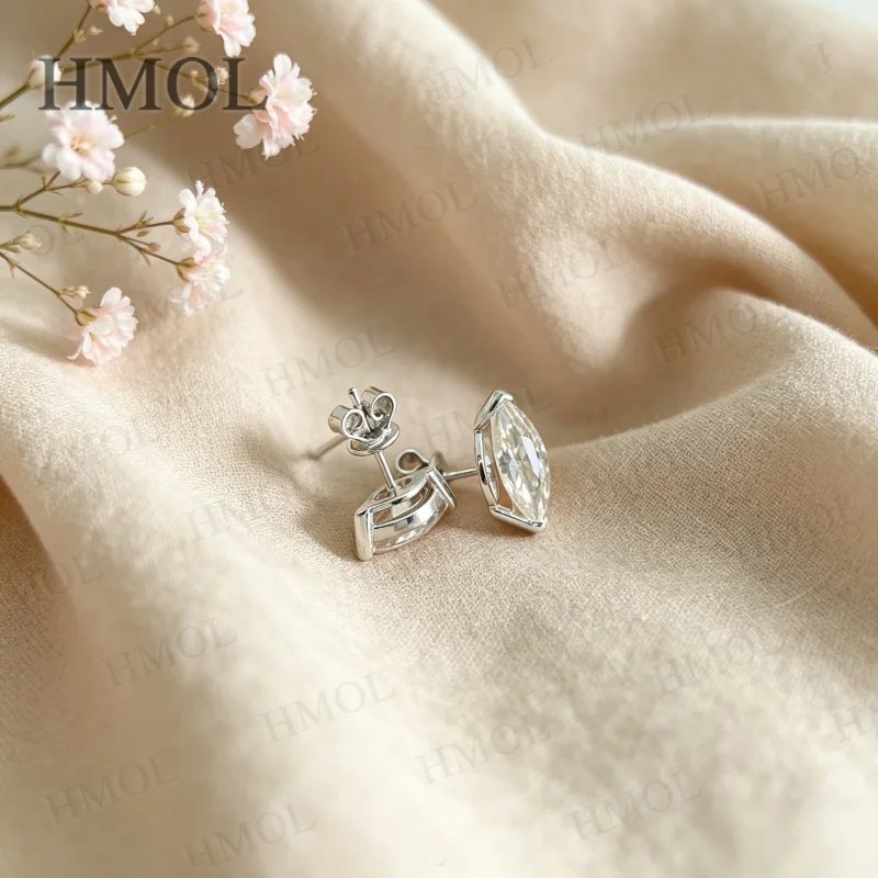 Moissanite Earrings 0.3-1CT Marquise Cut White VVS1 with GRA Certificate Direct Factory Sale Perfect for Office Wear & Gifting