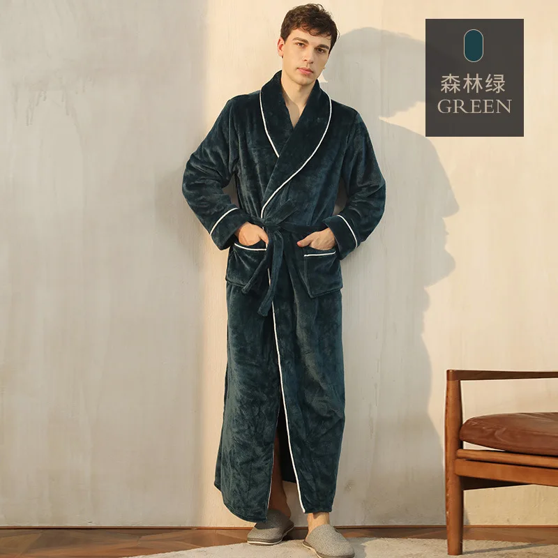 2023 New In Winter Thick Warm Couple Flannel Dressing Gown Plus-size European and American Bathrobes Soft Comfortable Sleepwear