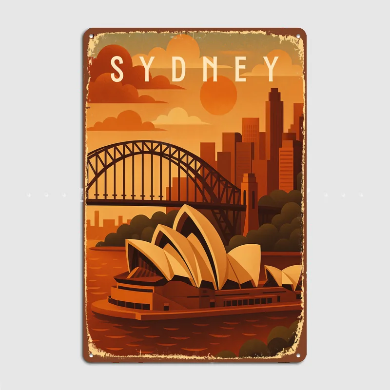 Sydney Travel Poster Opera House Metal Custom Sign Living Room Wall Indoor Decor Room Decoration Bedroom Posters Home Decor