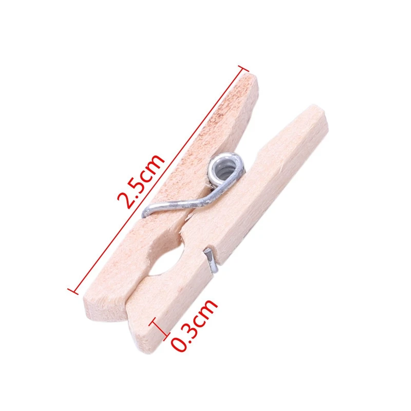100 pz/set 25Mm Mini Clip in legno Natural Craft Pin Line Photo Baby 1 rotolo 100 metri Natural Textured Hessian juta spago Strin