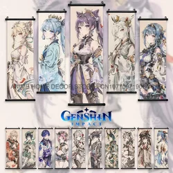 Anime Genshin Impact Poster Lumine Game Figures Home Decor Scrolls Picture Sucrose Wall Art Hanging Painting Interior Wallpaper