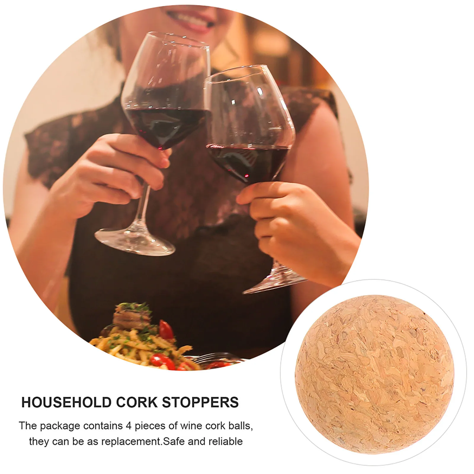 

Набор из 4 мягких пробковых шариков: экологичные многоразовые пробки для винных бутылок, креативные домашние пробки-шарики для красного вина