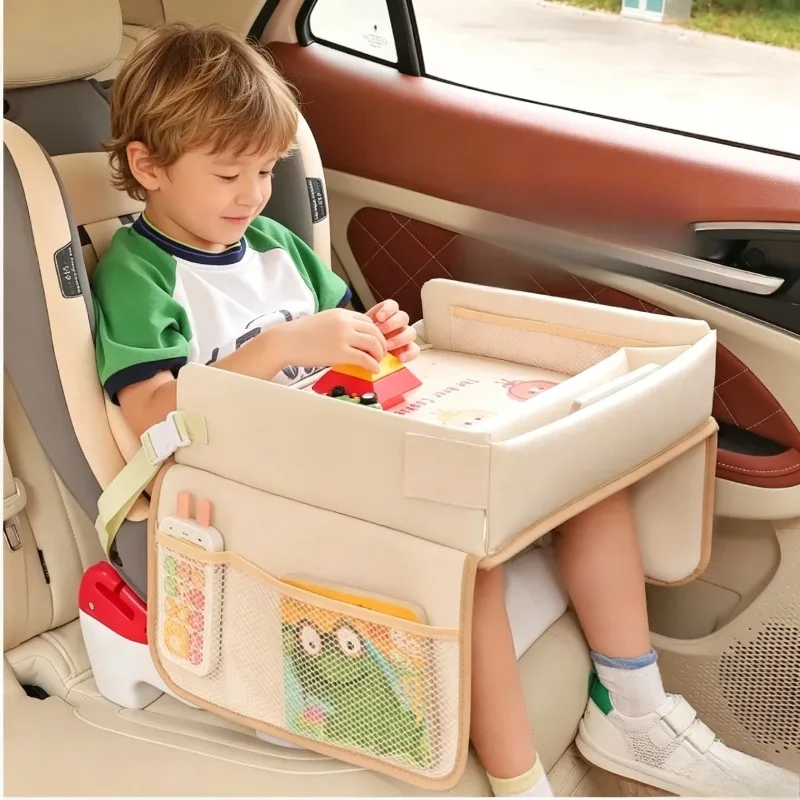 1 PC Car Table Car Seat Tray for Kids Foldable Multiple Pockets Waterproof Portable Large Capacity Table for Dining Drawing Car