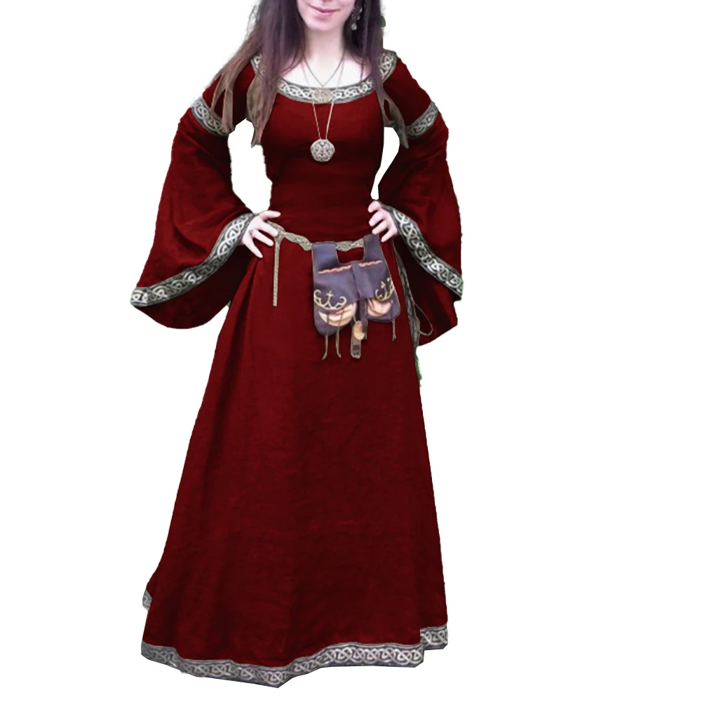 Gothic เครื่องแต่งกายผู้หญิงแขนยาวชุดคอสเพลย์ชุดสบายผ้ารูปแบบดอกไม้สําหรับงานปาร์ตี้คอสเพลย์