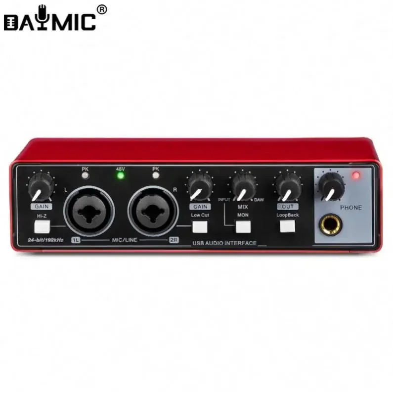 OEM واجهة الصوت المهنية 2 في 2 خارج تسجيل الكمبيوتر معدات الدبلة المباشرة الغناء USB الغيتار الخارجي كتاب الصوت