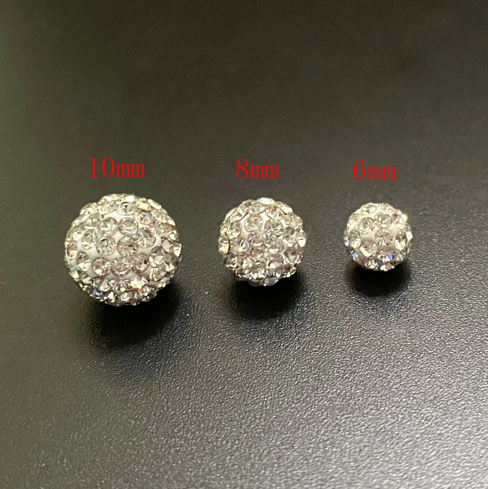 

Shamballaa Beads 7 Rows Crystals Clay Beads Ball DIY For Bracelets Beaded AB Earrings 2 Hole 10mm 8mm 6mm High Quality Neatly