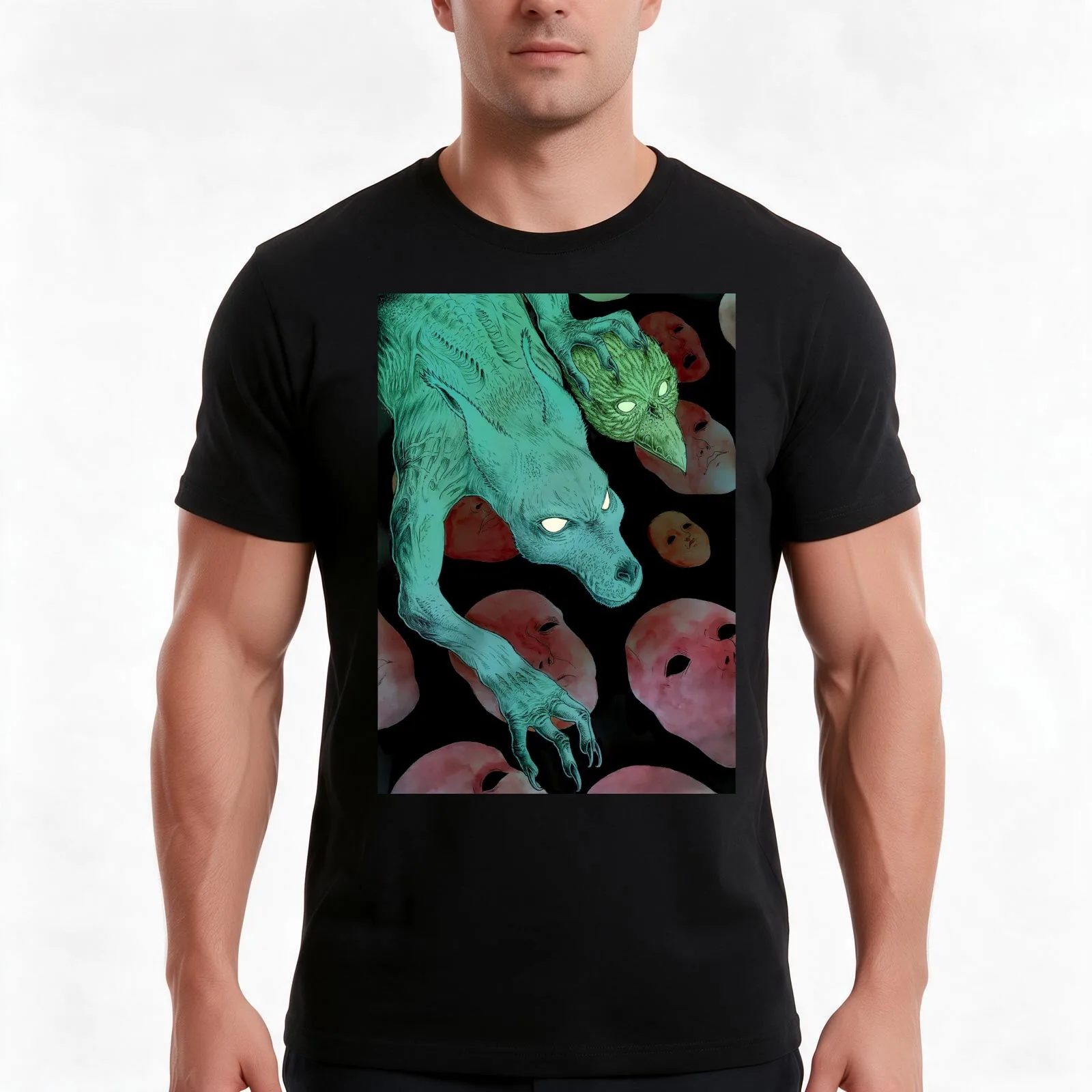 Eyes of the Beast T-Shirt, Summer Casual Cotton Tee, Oversized Streetwear Tops, Vintage Graphic Print, Loose Fit Short Sleeve