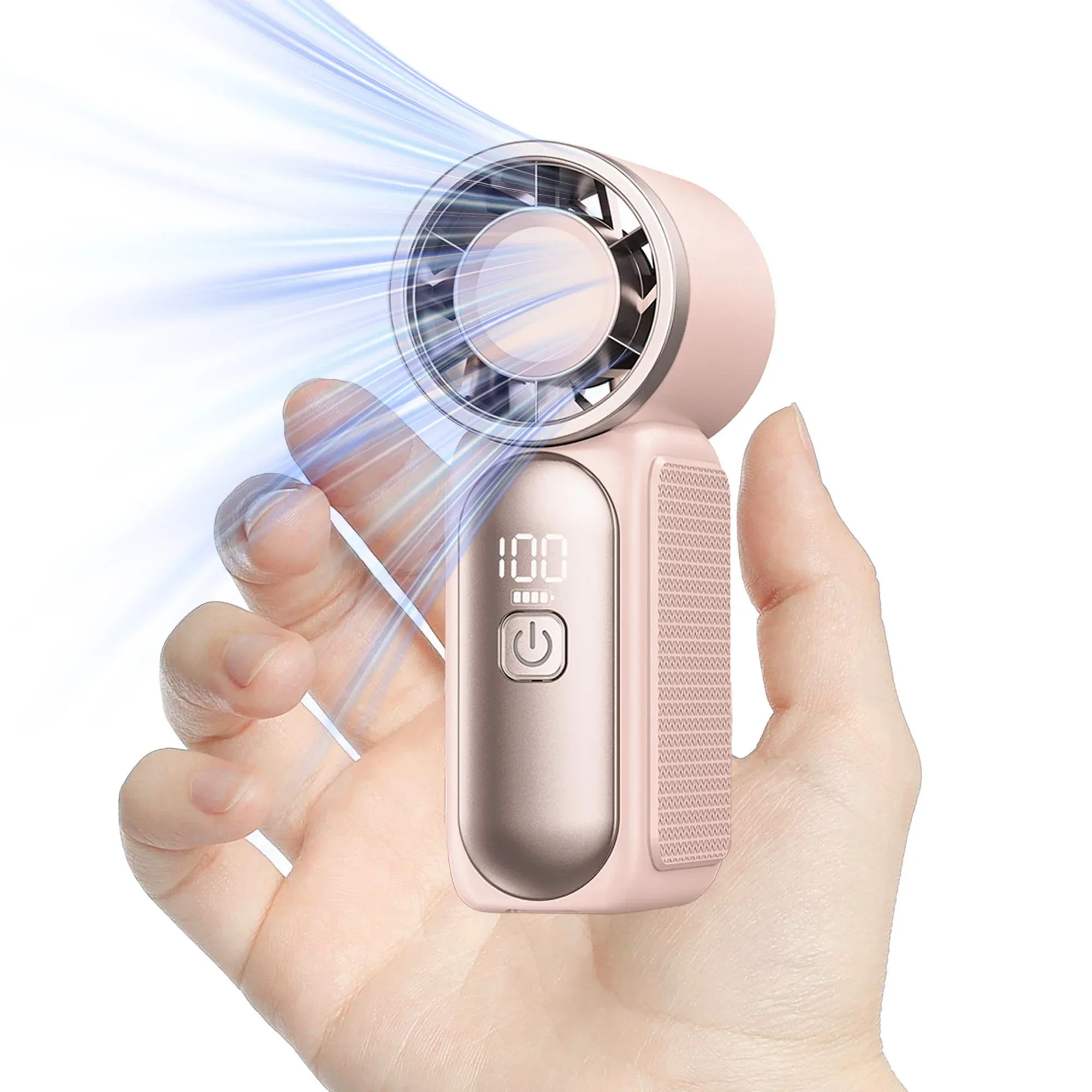 Handheld Mini Fan 5 Speed Adjust Type C Rechargeable Portable Fan Digital Display Desktop Fan Outdoor Use