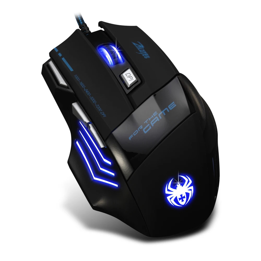 ZELOTES T-80 Gaming Mouse 7200 DPI Backlight Multi Color LED Optical 7 Button Mouse Gamer USB Wired Gaming Mouse for Pro Gamer