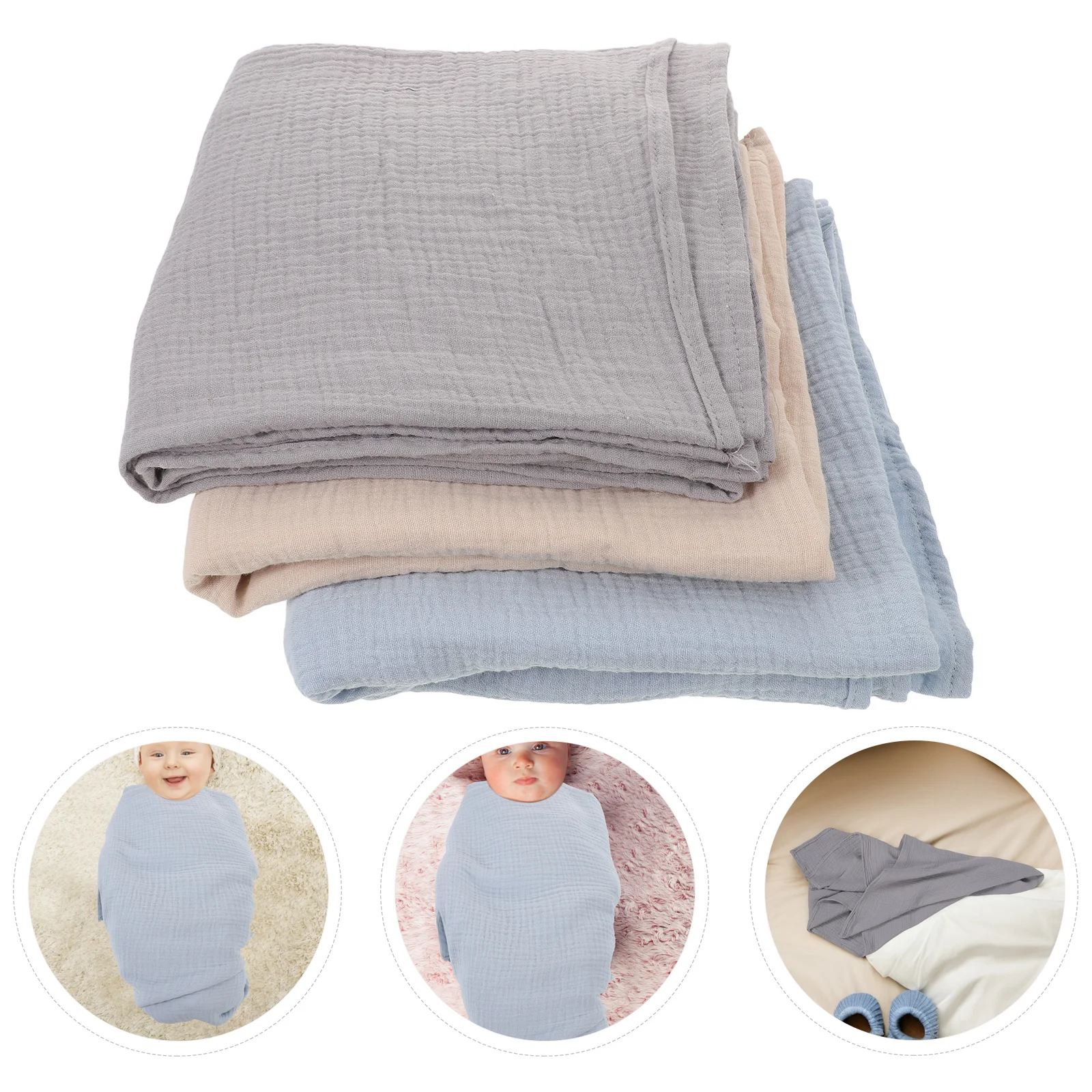 

3Pcs Newborn Swaddle Blanket Wrap Soft Muslin Nursery Receiving Blankets Breathable Unisex Baby Swaddles for Sleeping