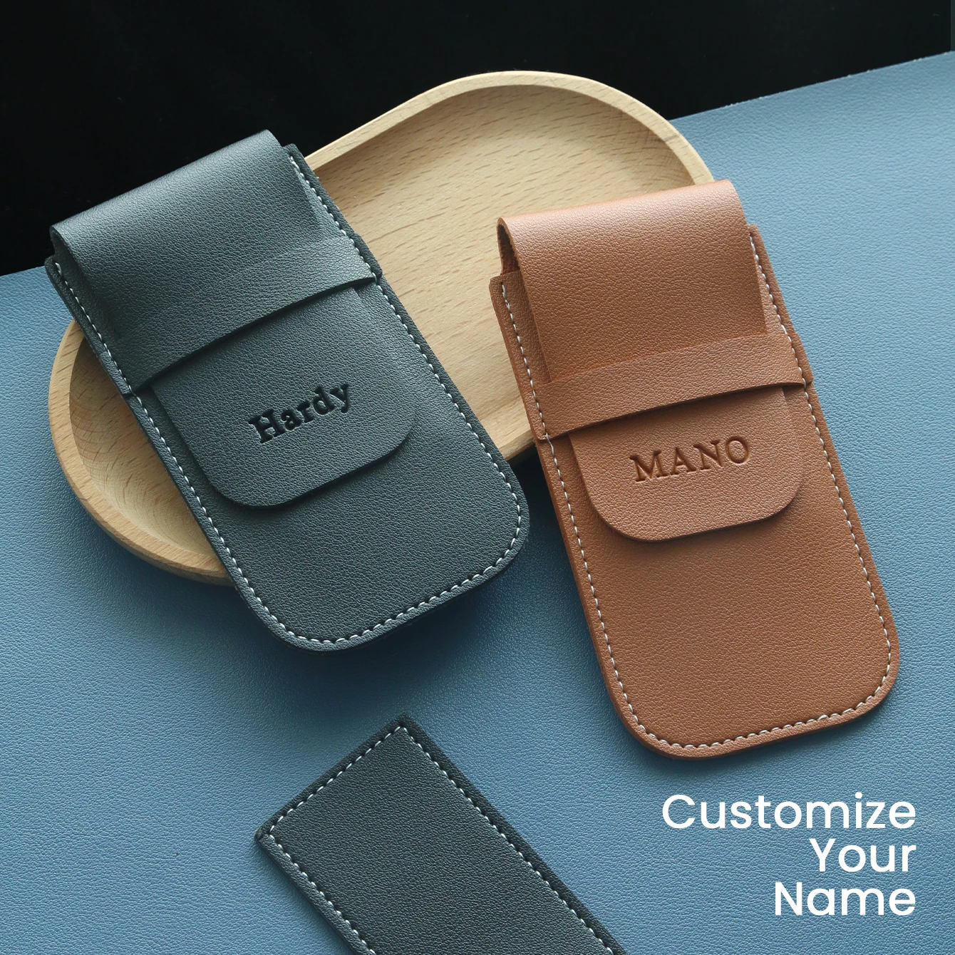 Custom Name Watch Pouch PU Leather Personalized Organizer Bag Retro Luxury Men Customized Engraved Watch Case Bag Festival Gift