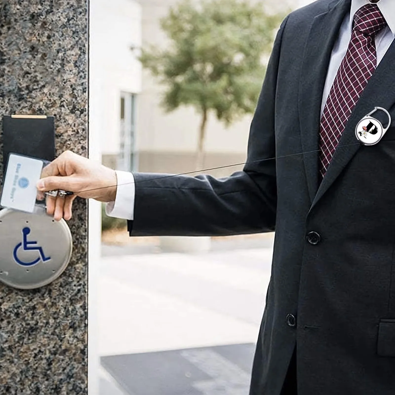 ID Badge Holders with Metal Clip and Keyring Letter A-Z,Vertical Clear Plastic ID Card Holders Retractable Pull Cord for Office