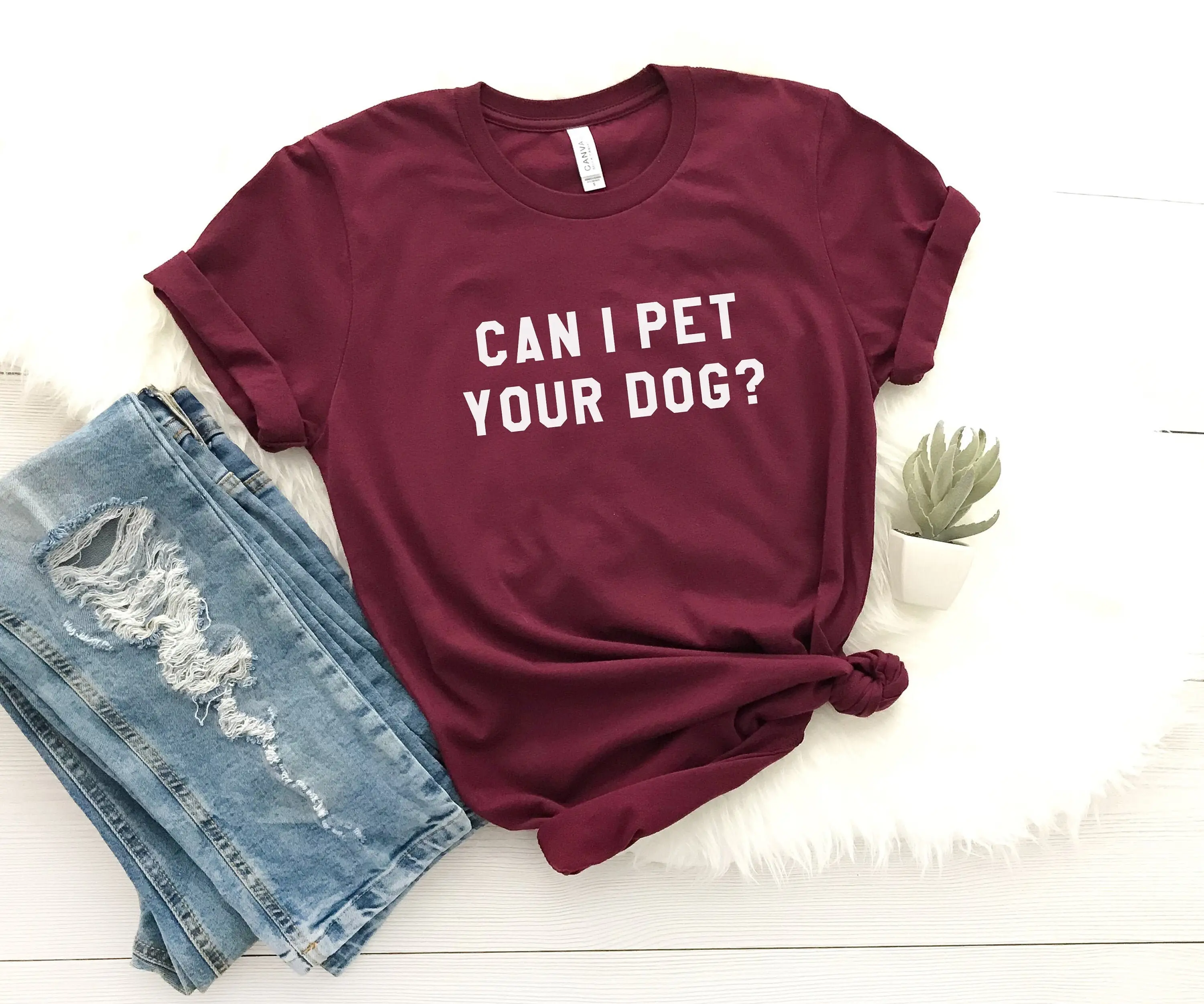 Can I Pet Your Dog T Shirt Dogs Lover Gift With Quotes Graphic Tee Women Funny Shirts Animal