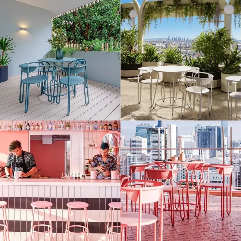 Nordic Wrought Iron Dining Set Modern Minimalist Outdoor Balcony Patio Furniture for Courtyard Cafe Milk Tea Shop Casual Use