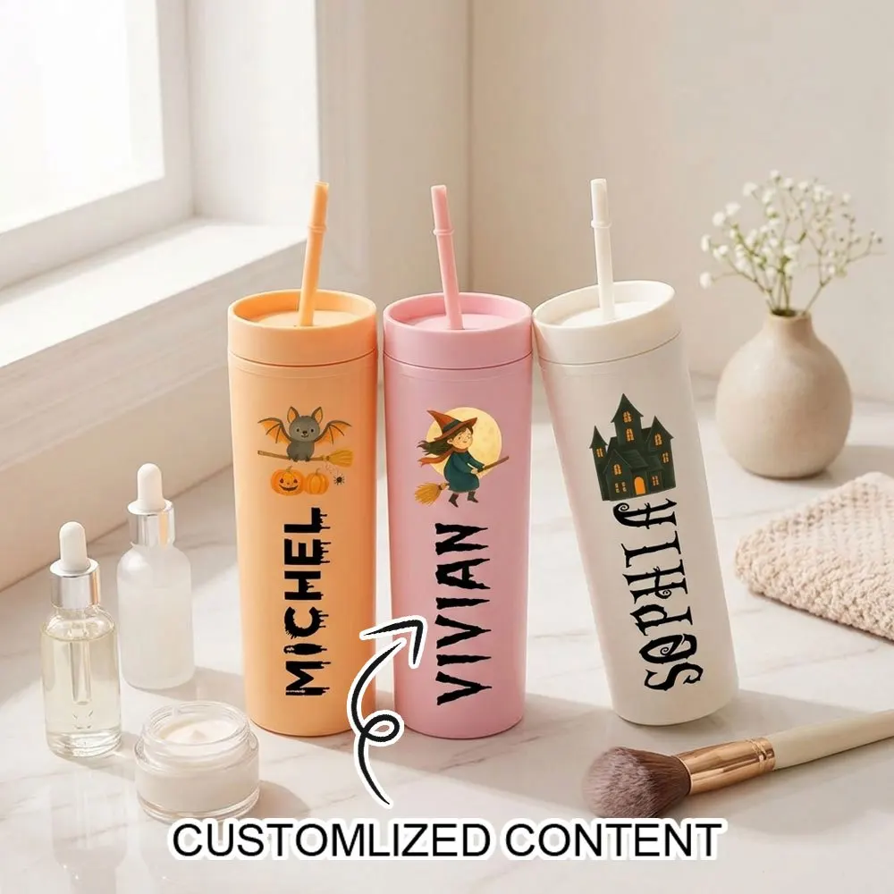 2026 New Custom Name Skinny Tumbler Custom Text Stainless Steel Insulated Cup with Straw, Birthday Souvenir Gift for Ladies.