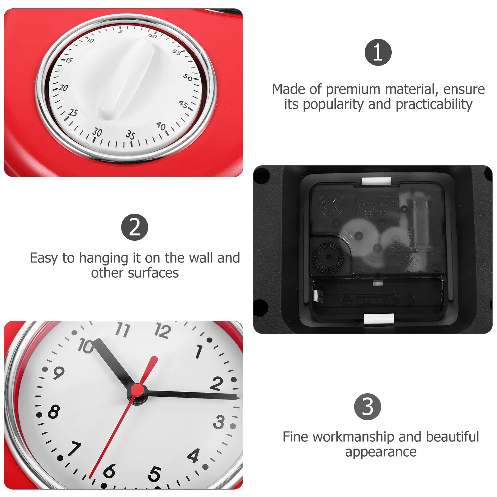 

1Pcs Kitchen Timer Creative Modern Design No Required Wall Hanging Household Decor for Kitchen Living Room Blue