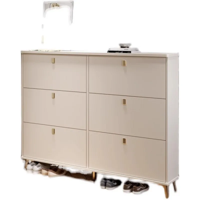 

Cream Wind Ultra-thin Tipping Bucket Shoe Cabinet, Large-capacity Entry At The Door of The Household, Simple Storage