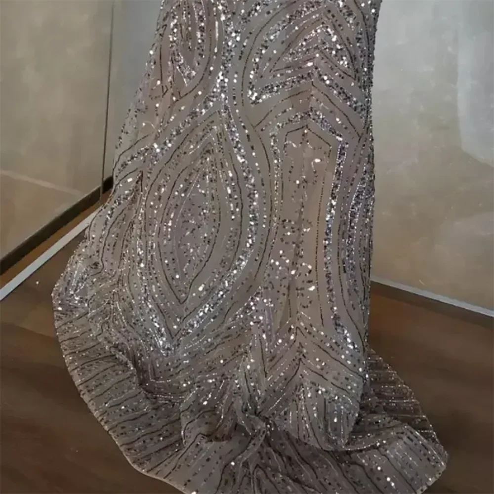 فاخر قبالة الكتف مطرزة الديكور شرابة حورية البحر فساتين السهرة الرسمية حفلة عيد ميلاد فساتين حفلات مخصصة