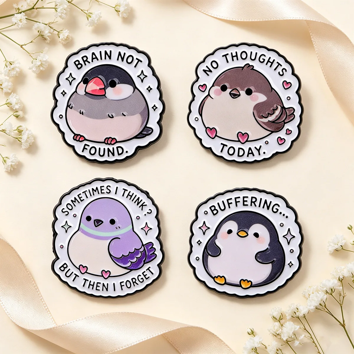 Cartoon Lapel Pins SOMETIMES I THINK? Brooches for Women Cute Pigeon Enamel Pin Funny Jewelry Accessories Friends Gift image 6