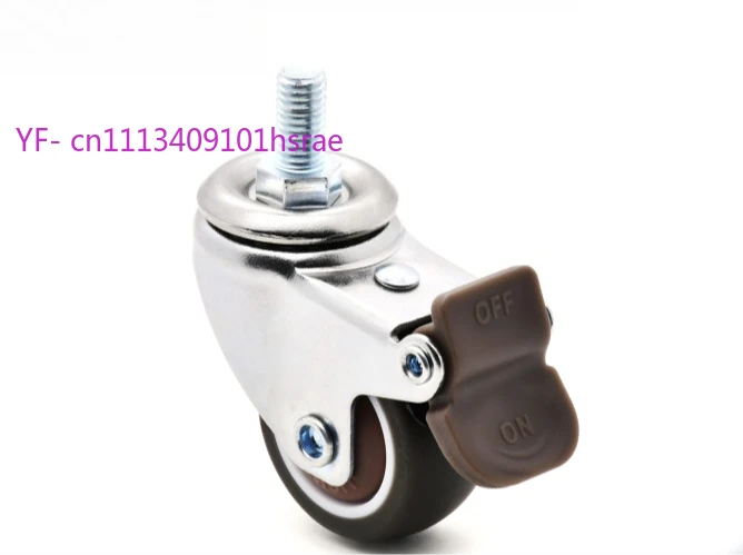 2PCS M6/M8 Screw Caster Wheel 1inch 1.5inch Swivel Caster with Brake Silent Light Duty Universal Rotating Wheel