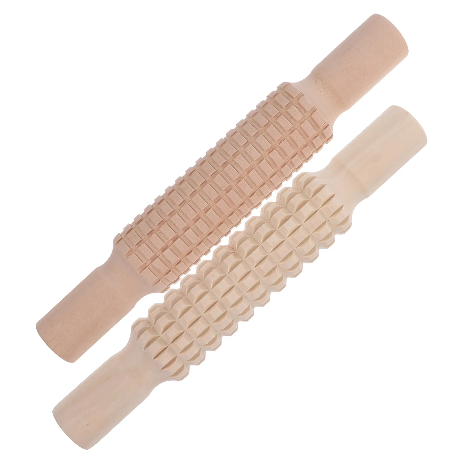

2 Pcs Embossing Rolling Sticks Gummy Candies Engraved Pin Loaf Bread Pan Clay Modeling Kitchen Wooden