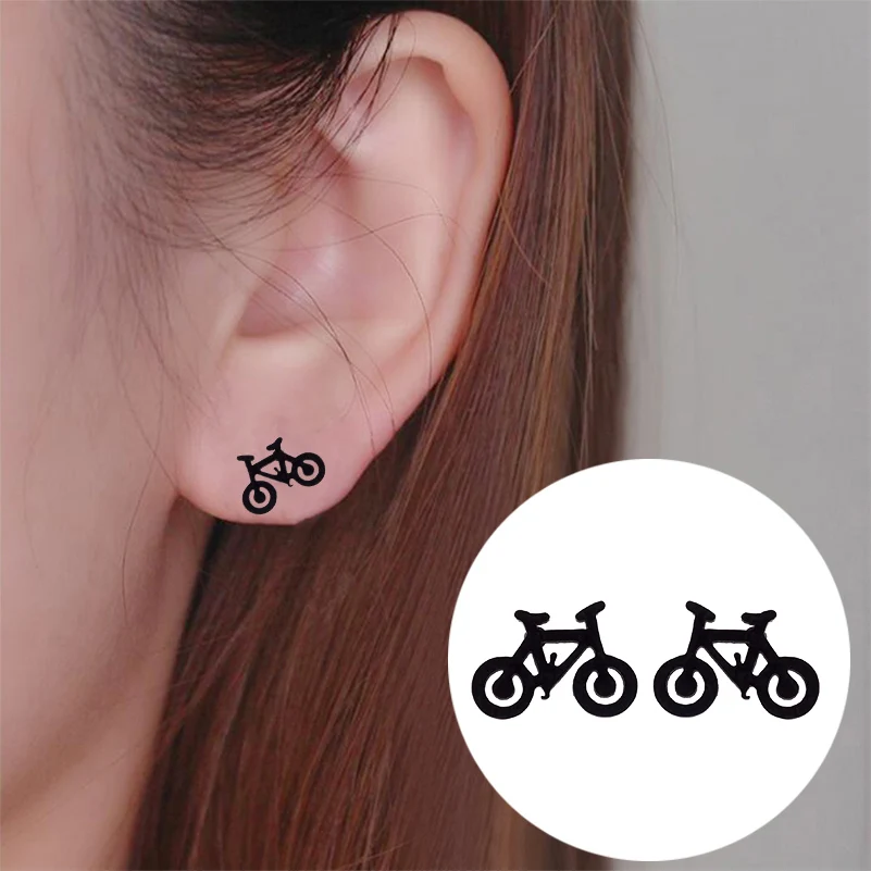 Simple Bicycle Sporty Designer Earrings For Women Ball Multiple Earrings Stainless Steel Ear Piercing Birthday Gifts Jewelry