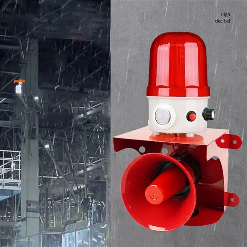 Motion Sensor Security Alert 120Db & Red Strobe,Outdoor Guard With PIR Human & Animal Detection