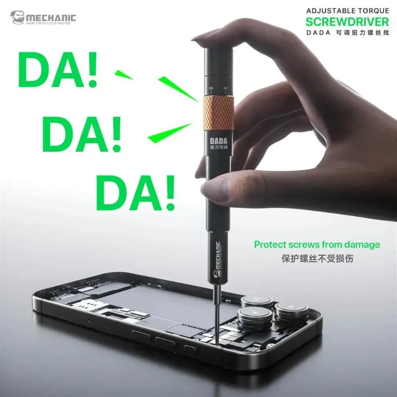 MECHANIC DADA Torque Control Screwdriver with Rotating Bearing Spiral Grip Handle Includes 5 Magnetic Bits for iPhone Repair