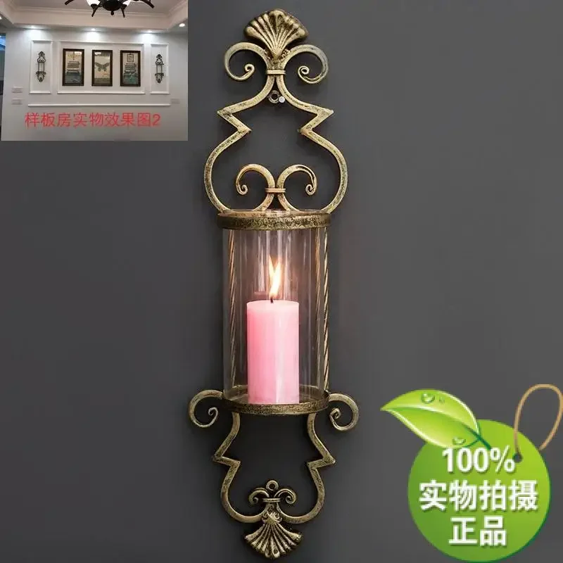 Wall Hanging Iron Holder Candle Metal Gold Retro Wall Candle Holders Nordic Candlestick Wedding Bougeoir Tea Light Holder