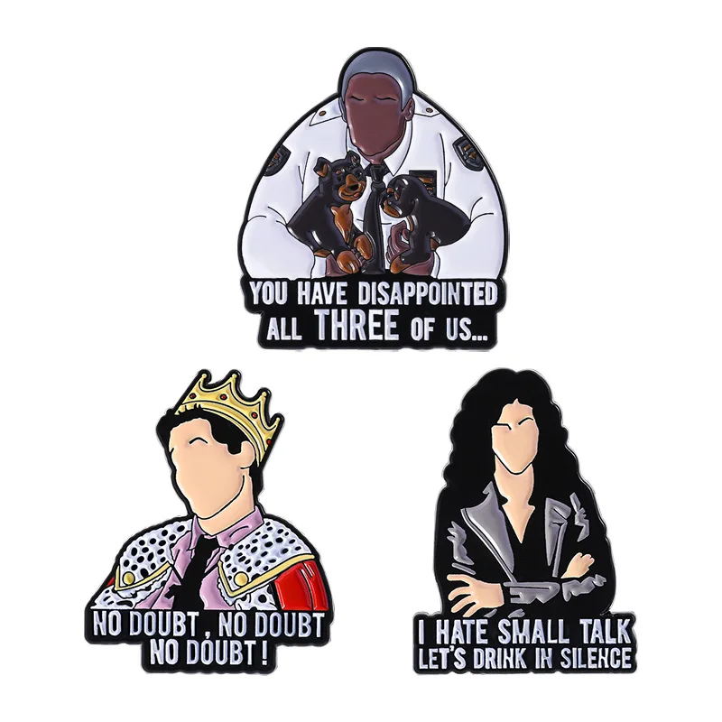 Ridiculous Slogans Character Brooches Disappointed Trio No Doubt Tired of Chatting Fun Badges Personality Versatile Accessories