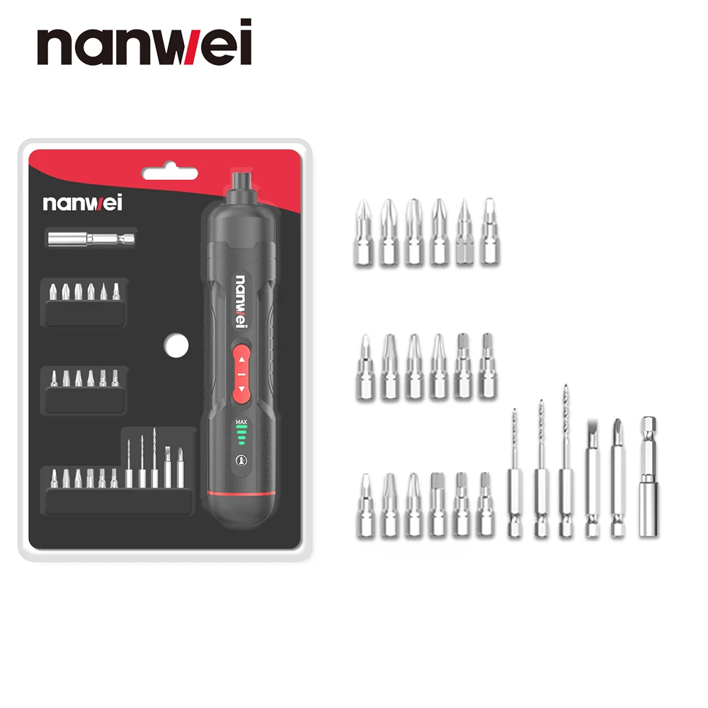 NANWEI Speed Regulating Electric Screwdriver Small Rechargeable Electric Driver Household Multifunctional Mini Electric Screwdri