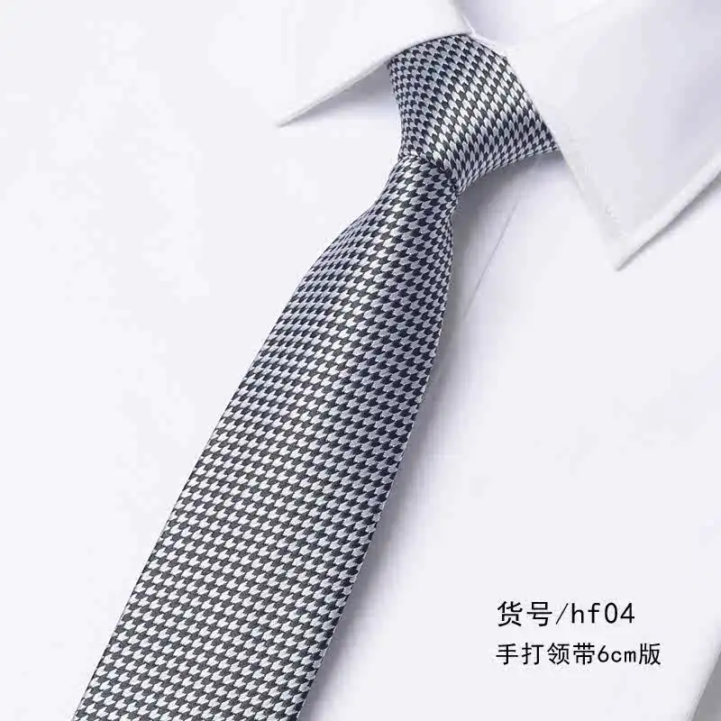 Grey Striped 6CM Narrow Edition Tie Men's Handmade Knotted Shirt Bachelor's Clothing Accessories Fashionable And Trendy Necktie