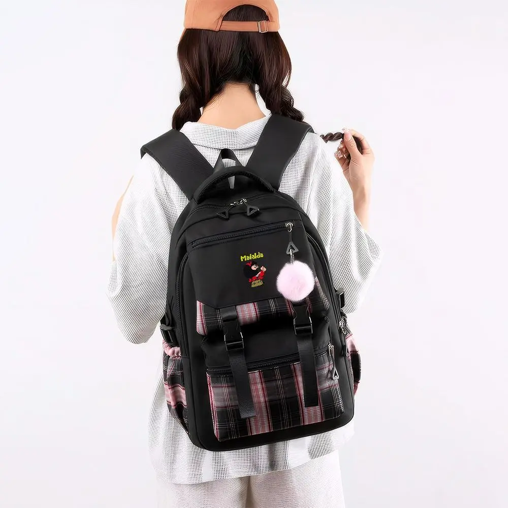 Print Backpack with Cartoon Character, School Bag for Girls, Travel Rucksack with Adjustable Straps