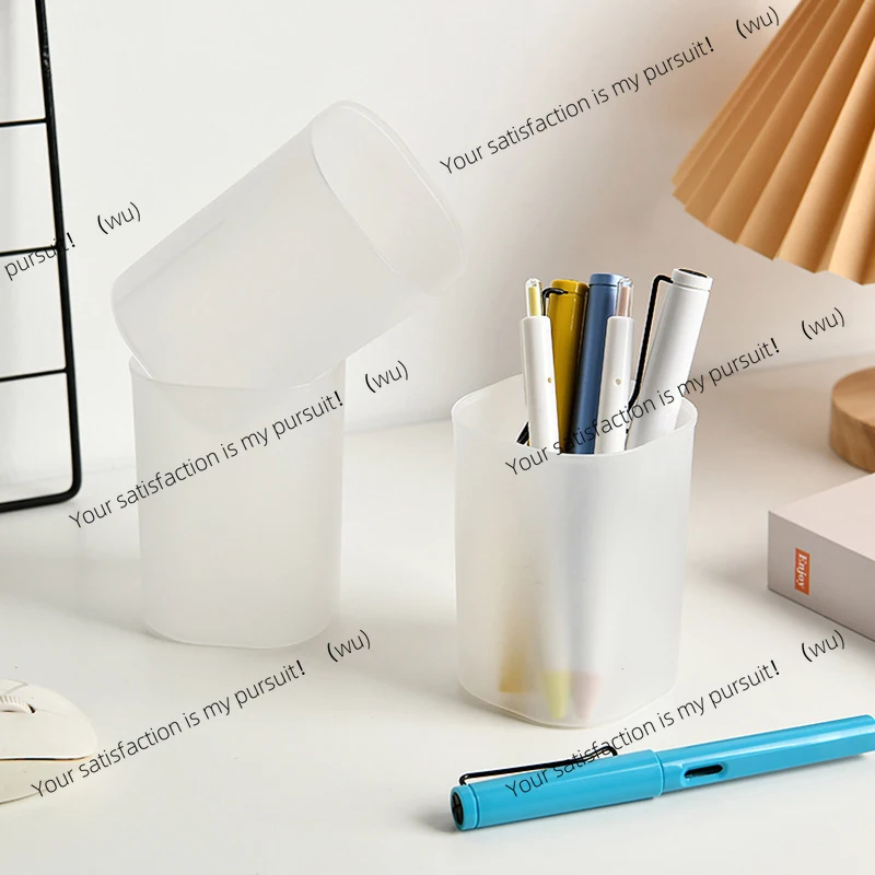 Makeup Brush Pen Holder Transparent Storage Bucket Desktop Storage Box Portable Pen Holder Student’s Stationery Storage Bucket