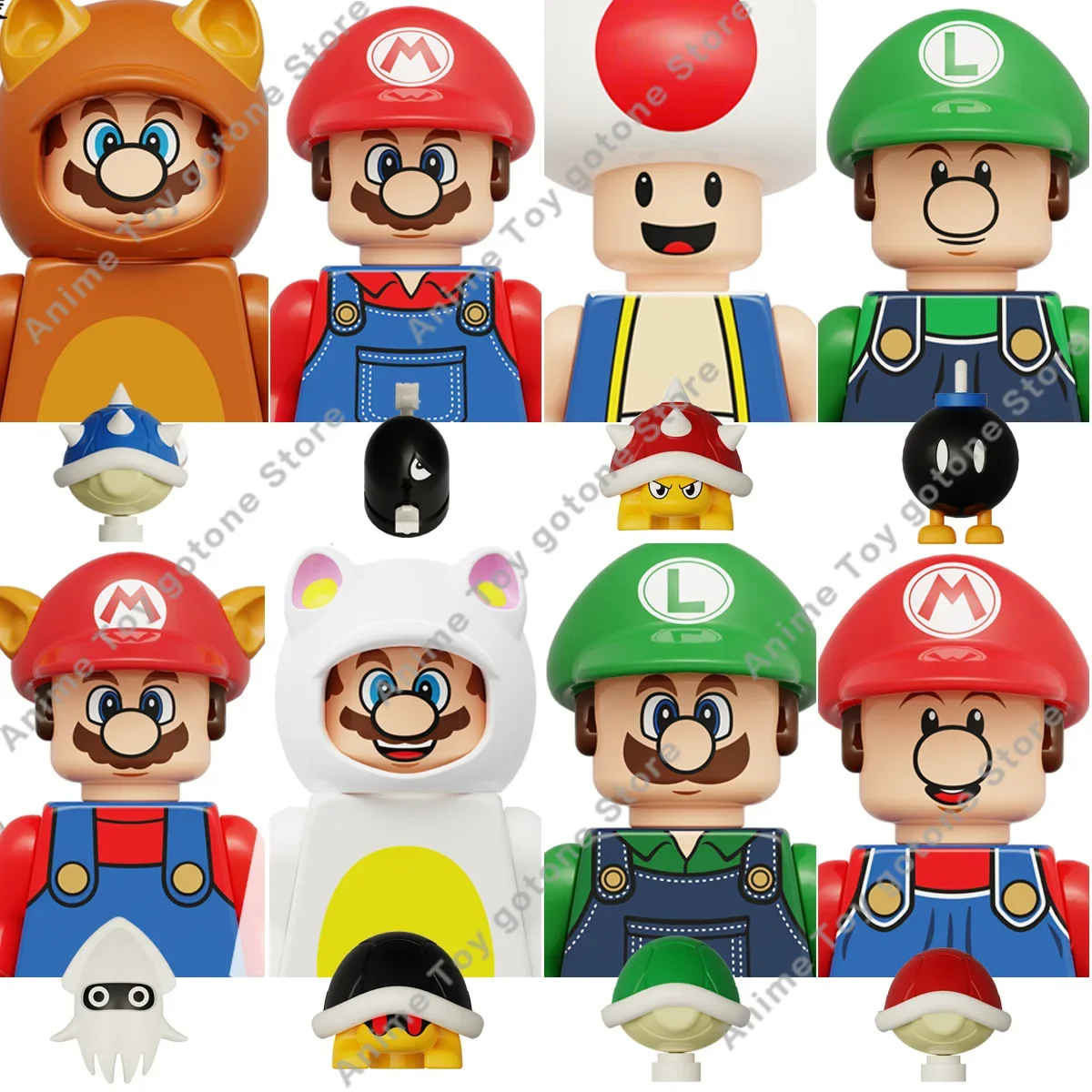 WM6103 Anime Super Bros Mario Building Blocks Luigi mini Action Figures Toys Bricks Assemble Toys Gifts children Blocks KDL805