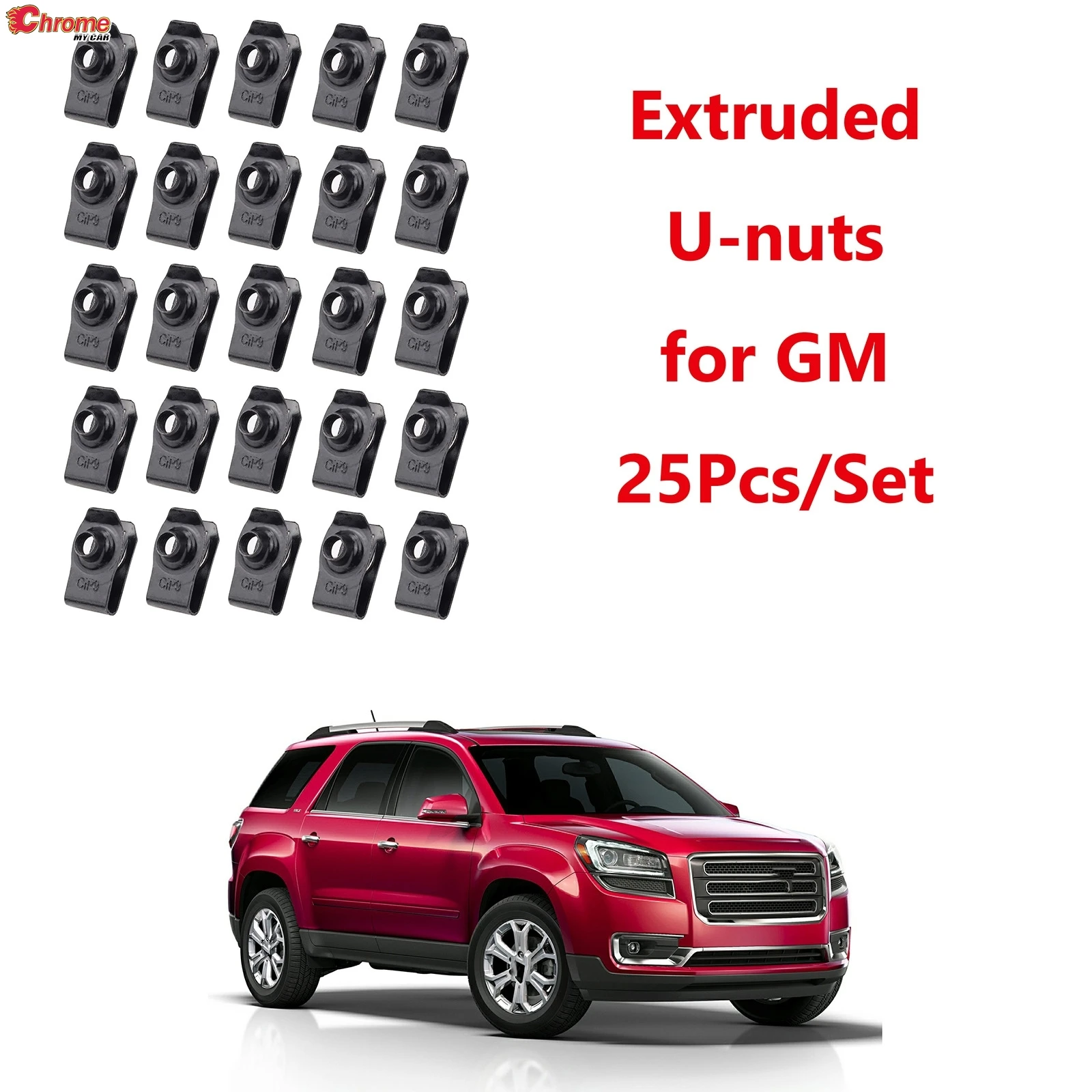 A set of 25 For GM Acadia Limited Yukon XL 2500 1500 Jimmy Typhoon Extruded U Nuts M6-1.0 Screw Size 11506099 11503715 11503957