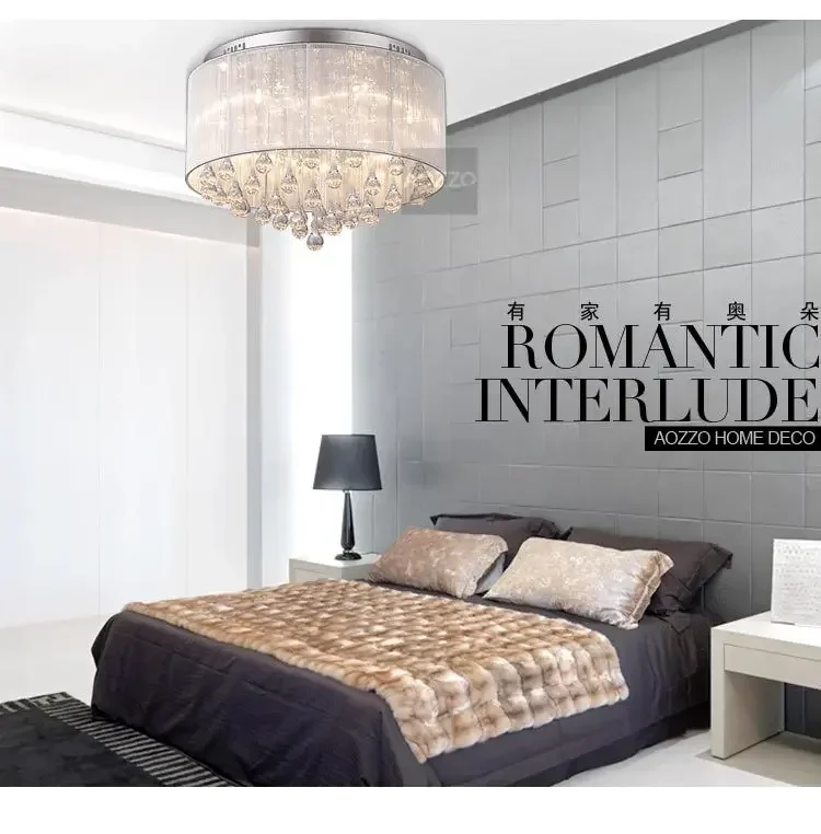 free shipping best selling modern simple fabric crystal ceiling chandelier lights with Name Brand 32*45cm diamater