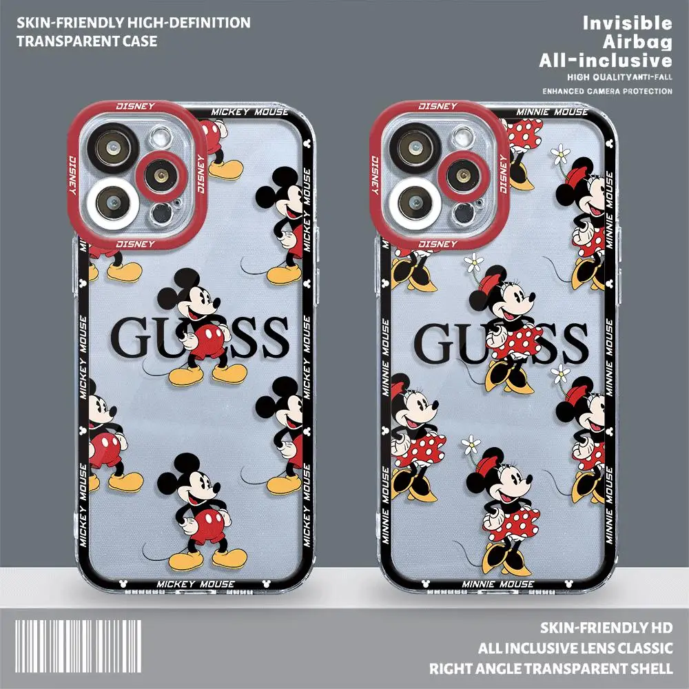 Disney Mickey Minnie Phone Case for Apple iPhone 11 15 Plus XR 13 Pro Max SE X XS 12 Mini 14 Pro 8 7 Soft Cover