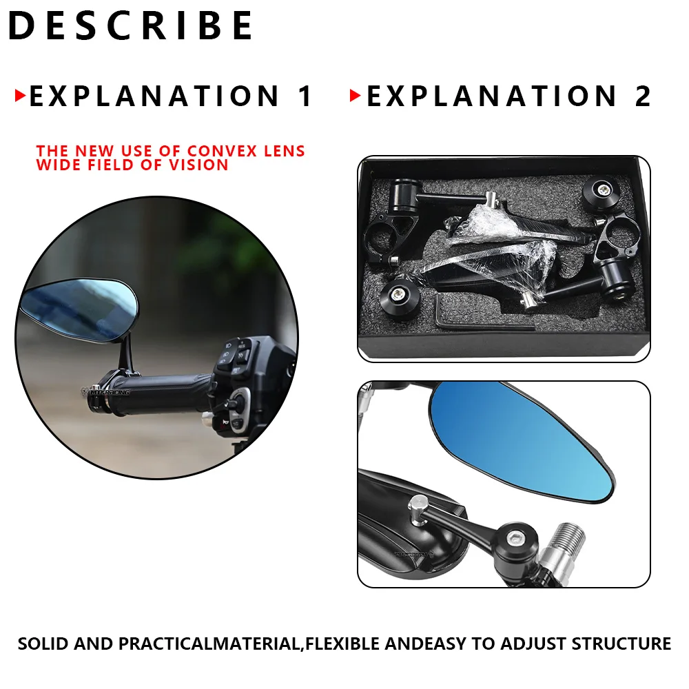 

Для Yamaha TMAX 530 2017-2021TMAX 560 2022 2023 2024 торцевое зеркало на руле мотоцикла, торцевое зеркало