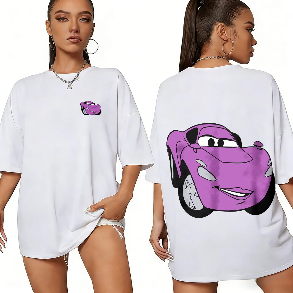 Disney Summer Race Car Cruze (Viola Race Car) Mini Immagine T-shirt con stampa in cotone 100% Top casual traspirante da uomo e da donna