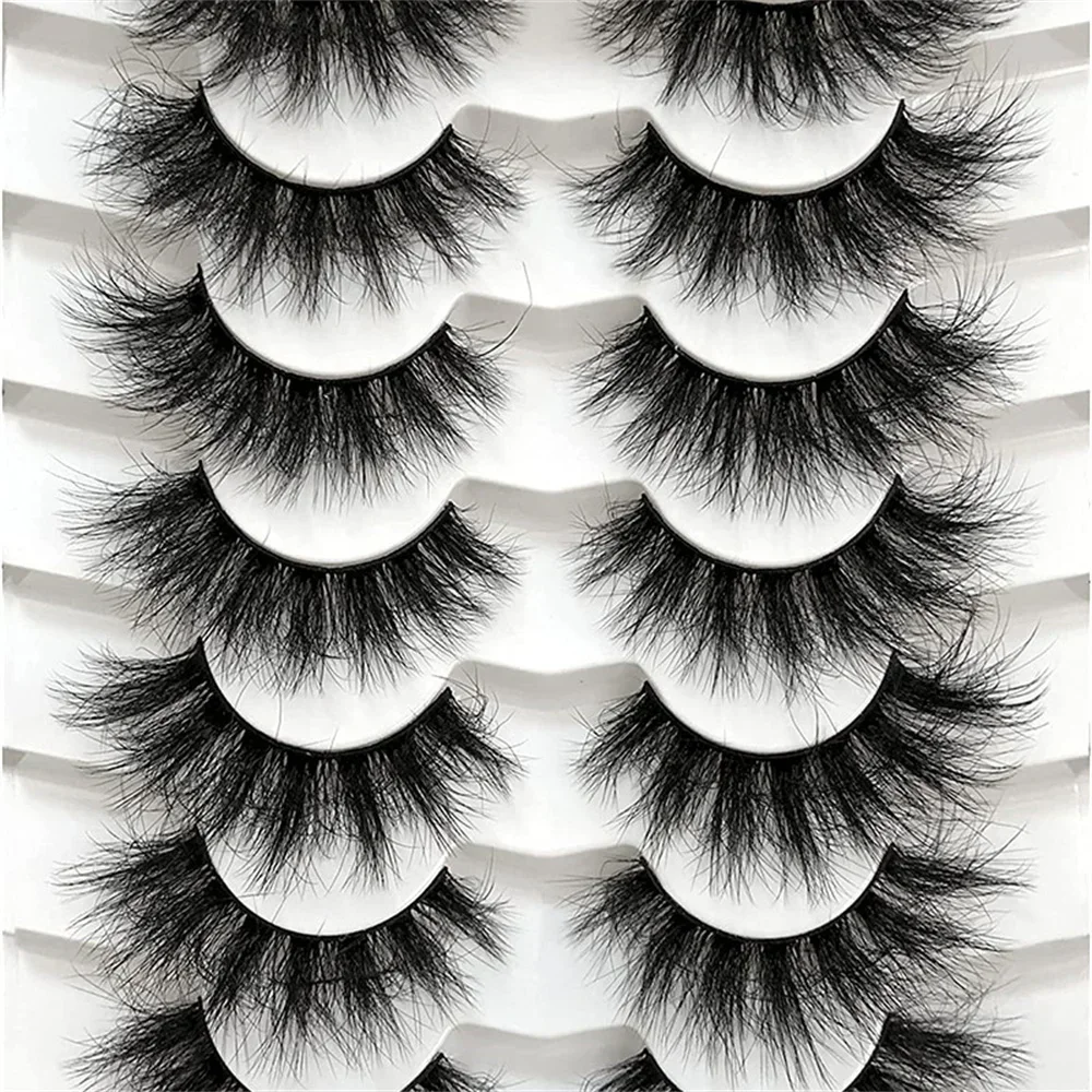 7 Pairs 6D Faux Mink Lashes Bulk Russian Volume Fluffy Natural False Eyelashes Thick Dramatic Mink Eyelashes