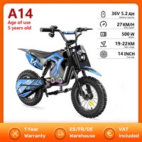 Kids A14 Electric Bike 500W 36v5.2Ah Electric Motorcycle Max Speed 27km/h Range 22km 14inch Trail Riding Off-Road Motorcycle