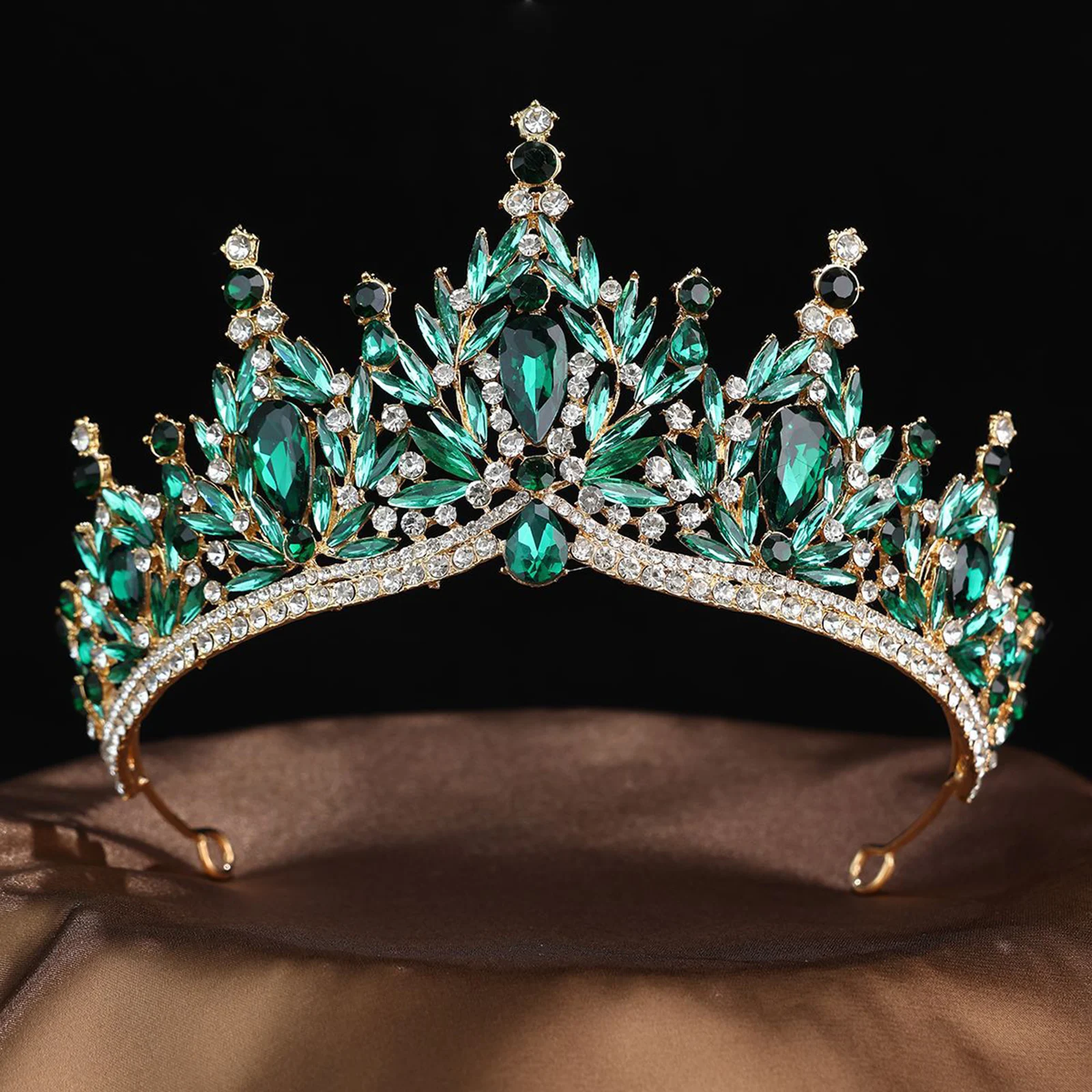 

Диадемы и короны в стиле барокко, блестящий зеленый цвет, стразы, диадема принцессы, королевская королевская корона, женское конкурс красоты, вечерние украшения для волос