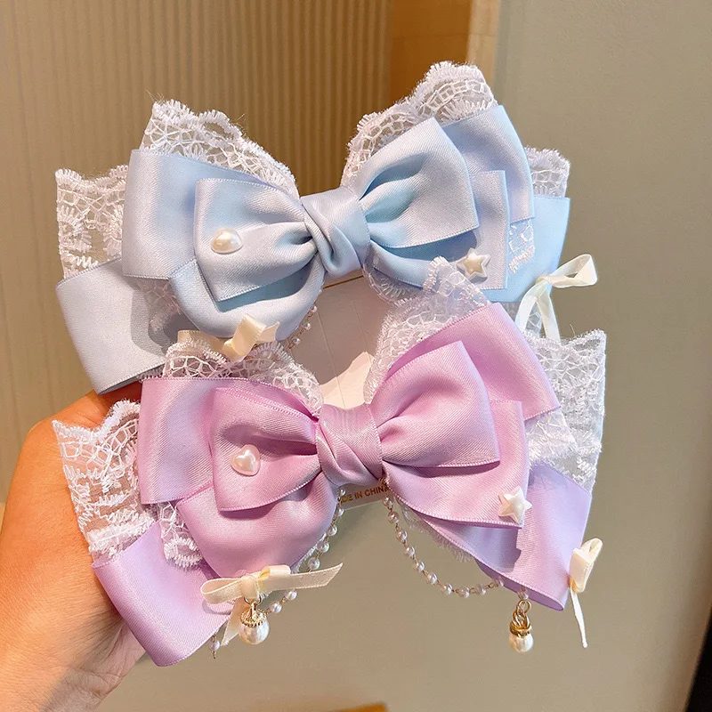 Lolita Girl Bow Hair Clips Headwear Hairpins Hair Accessories Pink Claw Hair Clip Sweetg Srtyle Kawaii Hair Accesorios Jk Clips image 4