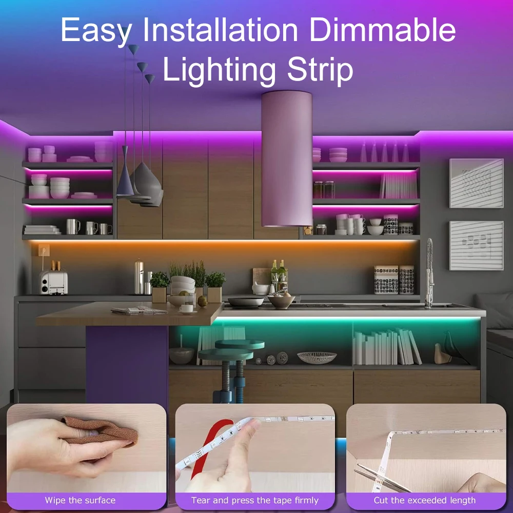 Wiscolor LED Strip Light,32.8ft WiFi Smart RGB Strip Christmas Decoration SMD5050 Rope Light,App&Remote Control Compatible Alexa