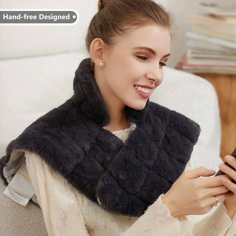 Wearable neck and shoulder heating pad microbead weighted constant temperature hot compress to relieve muscle soreness