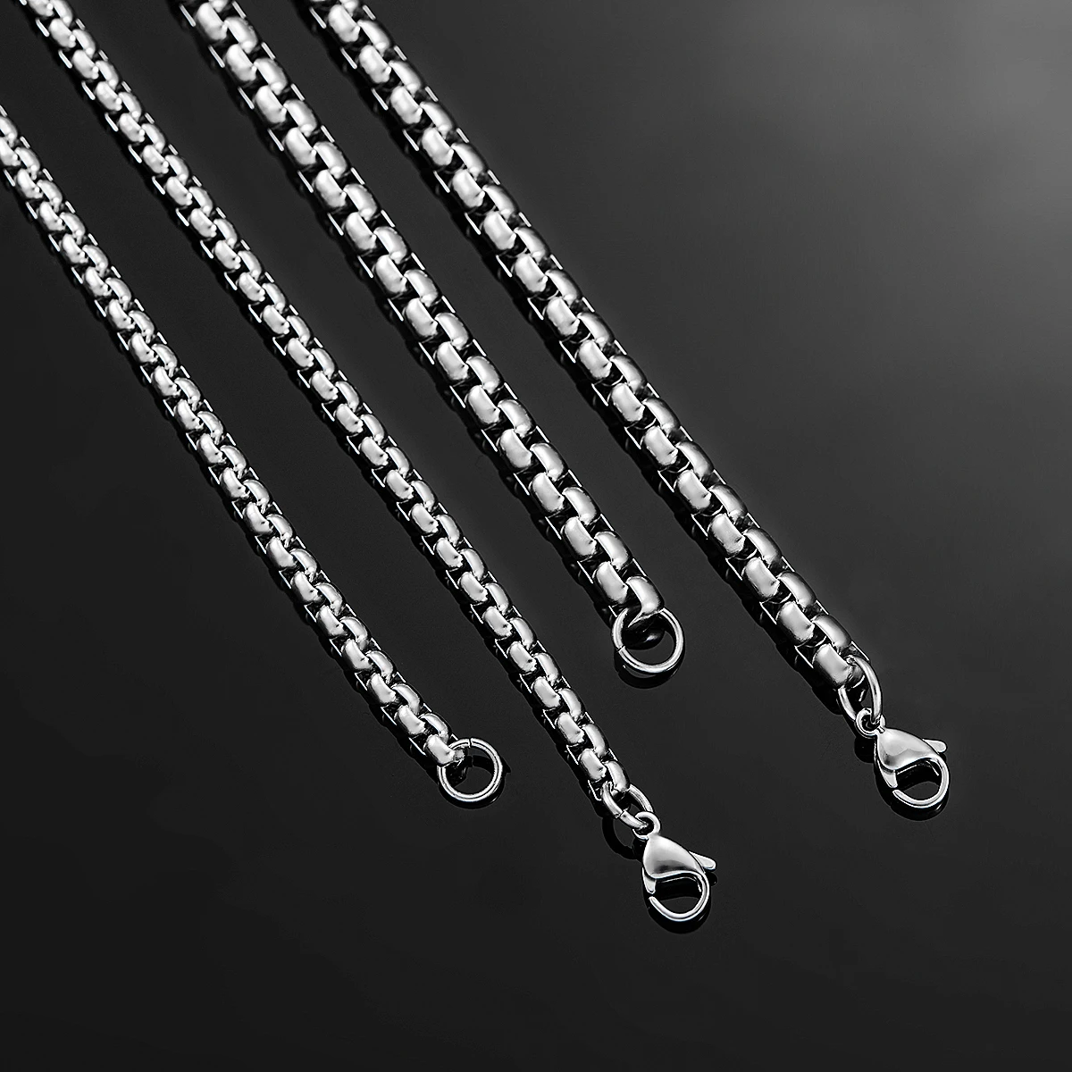 Collier gourmette classique à maillons en acier inoxydable pour hommes et femmes, bijoux JOfor, 14 à 40 ans, épaisseur 2mm, 3mm, 4mm, 5mm, 6mm